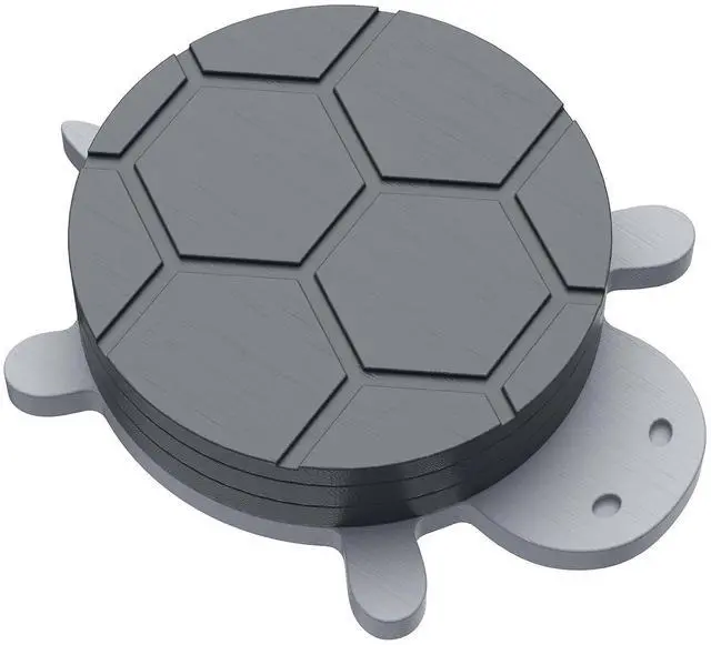 Main image of Bamboo Turtle Coaster Set with Magnetic Holder, 5PCS Wooden Drink Coasters for Coffee Table, Non Slip Heat Resistant Desk Decor & Unique Housewarming Gift (Multi-Color)/ Gray