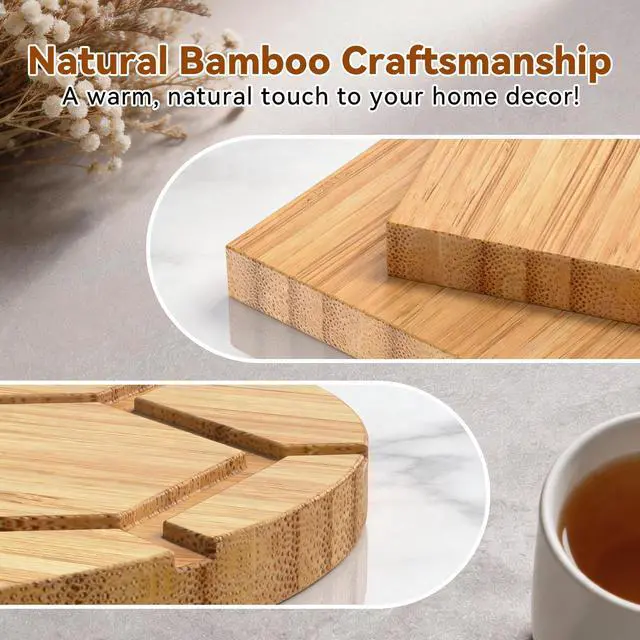 Alt view image 4 of 7 - Bamboo Turtle Coaster Set with Magnetic Holder, 5PCS Wooden Drink Coasters for Coffee Table, Non Slip Heat Resistant Desk Decor & Unique Housewarming Gift (Multi-Color)/ Natural