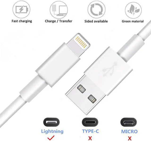 Alt view image 3 of 7 - Lightning Cables Pack 5 1FT(30CM), iPhone Charger Cables, Fast Charging Syncing Cords Compatible with iPhone XS/Max/XR/X/8/8Plus/7/7P/6S/iPad/IOS (White, Pack 5)