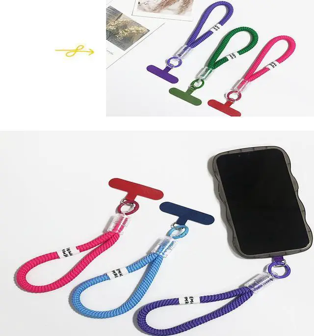 Alt view image 3 of 5 - Pezin & Hulin 2PACK Adustable Mobile Phone Lanyard Anti-lost Badges Phone Rope Neck Straps Patch Clip Patch Hanger Holder Wrist Neck Strap(31CM 5Colors) Pink