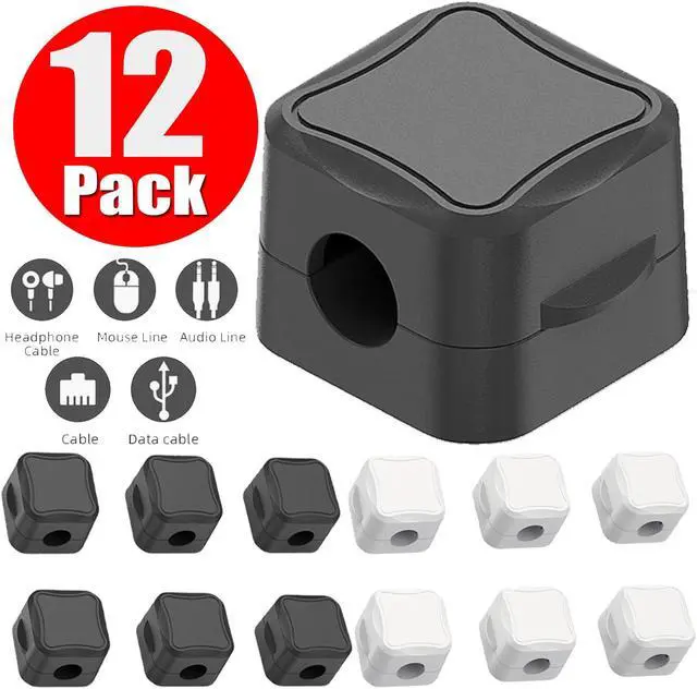Main image of Pezin & Hulin Magnetic Cable Clamps Management Organizer Kit, Cable Winder Wire Desktop Self-Adhesive Clips Cord Headphone Cord Holder, Black+White