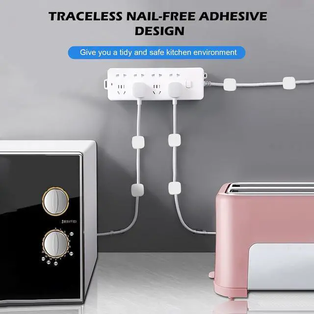 Alt view image 3 of 7 - Pezin & Hulin Magnetic Cable Clamps Management Organizer Kit, Cable Winder Wire Desktop Self-Adhesive Clips Cord Headphone Cord Holder, Black+White