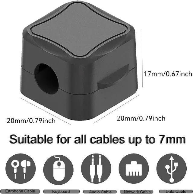 Alt view image 7 of 7 - Pezin & Hulin Magnetic Cable Clamps Management Organizer Kit, Cable Winder Wire Desktop Self-Adhesive Clips Cord Headphone Cord Holder, Black+White