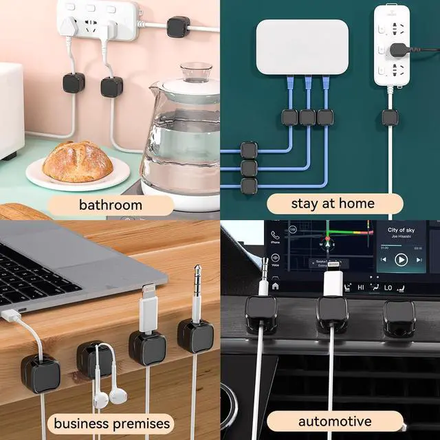 Alt view image 5 of 7 - Pezin & Hulin Magnetic Cable Clamp Self Adhesive Cable Management Clips Kit for Office, Car, Kitchen, Desk Organizer