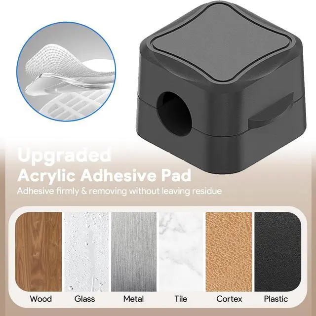 Alt view image 4 of 7 - Pezin & Hulin Magnetic Cable Clamp Self Adhesive Cable Management Clips Kit for Office, Car, Kitchen, Desk Organizer