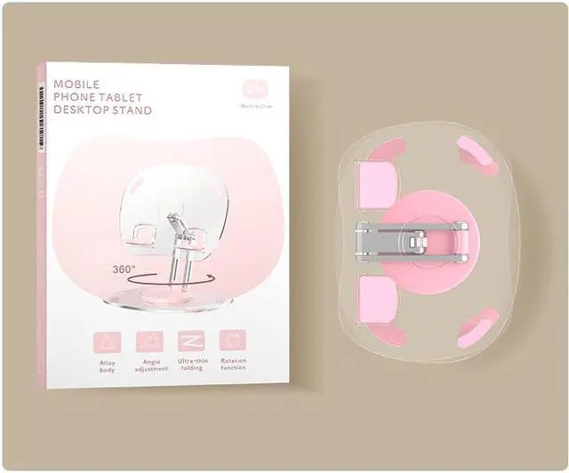 Alt view image 7 of 7 - Pezin & Hulin 360 Degree Rotating Acrylic Mobile Phone Holder,Fully Adjustable Foldable Desktop Tablet Holder Stand Base, Desktop Ipad Stands for iPhone15 14 13