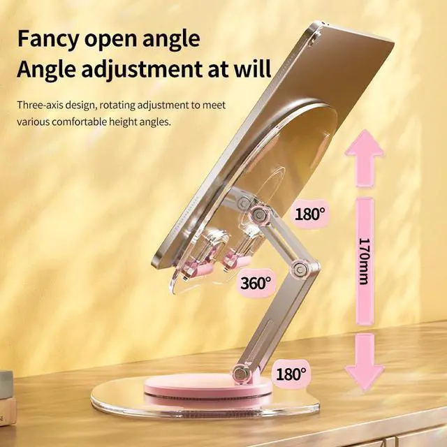 Alt view image 4 of 7 - Pezin & Hulin 360 Degree Rotating Acrylic Mobile Phone Holder,Fully Adjustable Foldable Desktop Tablet Holder Stand Base, Desktop Ipad Stands for iPhone15 14 13
