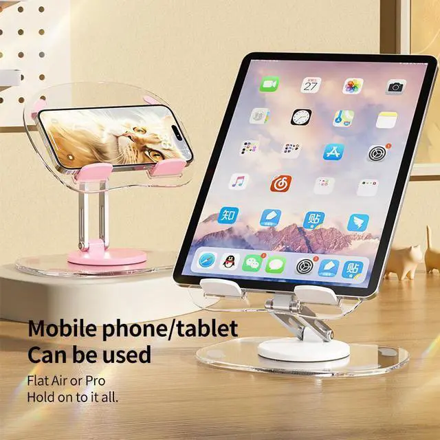 Alt view image 2 of 7 - Pezin & Hulin 360 Degree Rotating Acrylic Mobile Phone Holder,Fully Adjustable Foldable Desktop Tablet Holder Stand Base, Desktop Ipad Stands for iPhone15 14 13