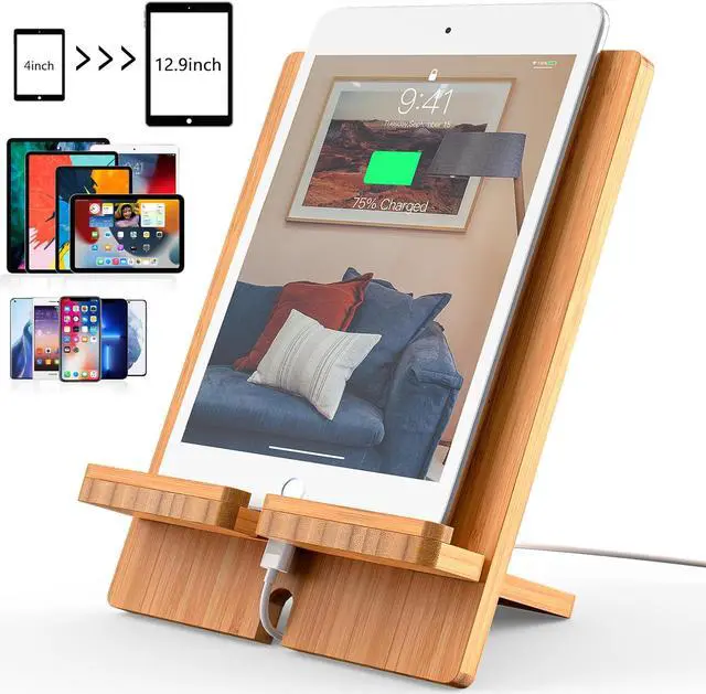 Main image of Pezin & Hulin Portable Phone Tablet Holder Tablet desktop For iPad MiPad Samsung Tab MatePad Stand Mount Adjustable Flexible Fodable Bamboo Stand