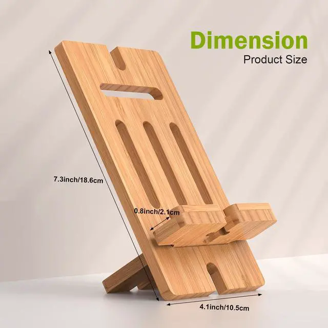 Alt view image 3 of 7 - Pezin & Hulin Tablet Stand Adjustable Foldable Phone Stand Holder Desktop Book Bamboo Stand Holder Dock for iPhone iPad Tablet
