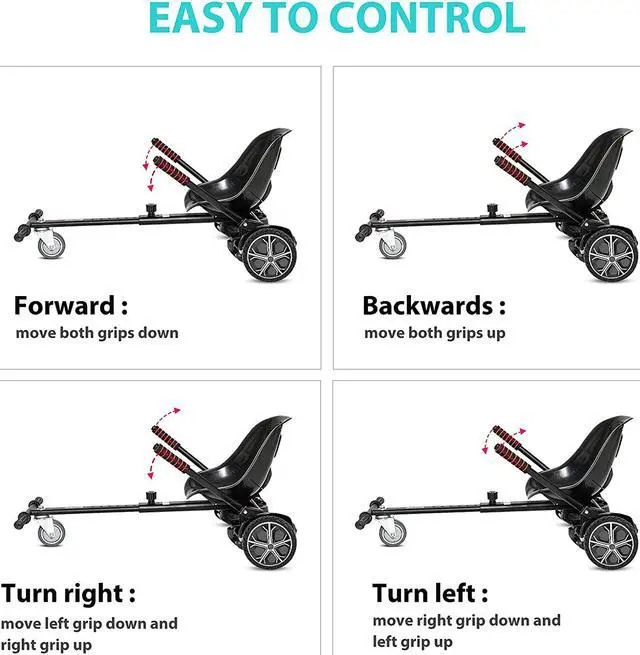 Alt view image 6 of 7 - GYROOR K1 Hoverboard Seat Attachment, Hover Board Accessory Go Kart with Adjustable Frame Length Compatible with 6.5'' 8'' 10'' Hoverboards Self Balancing Scooter for Kids and Adults