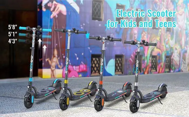 Alt view image 7 of 7 - Gyroor Kids Electric Scooter, with 200W Motor & LED Visible Display, Colorful Lights, Adjustable Speed and Height, 10 Mph & 10 Miles Range Electric Scooter, Electric Scooter for Kids Ages 8-12 Gold