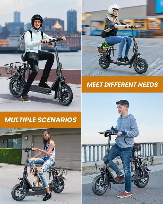 Alt view image 7 of 7 - GYROOR C1 450W Electric Scooter with Seat, Powerful Motor up to 22 Miles Range, Folding Electric Scooter for Adult Max Speed 15.5Mph, Electric Scooter for Commuting with Basket