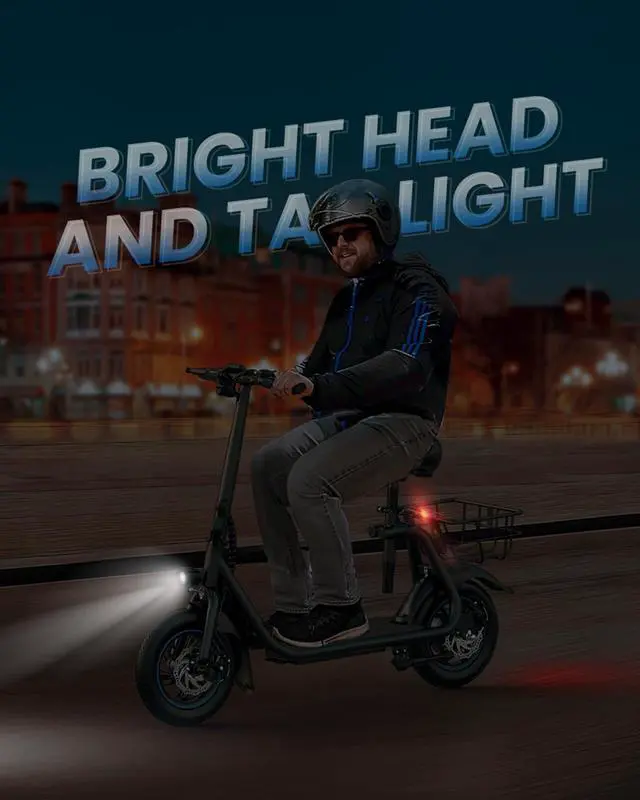 Alt view image 6 of 7 - GYROOR C1 450W Electric Scooter with Seat, Powerful Motor up to 22 Miles Range, Folding Electric Scooter for Adult Max Speed 15.5Mph, Electric Scooter for Commuting with Basket