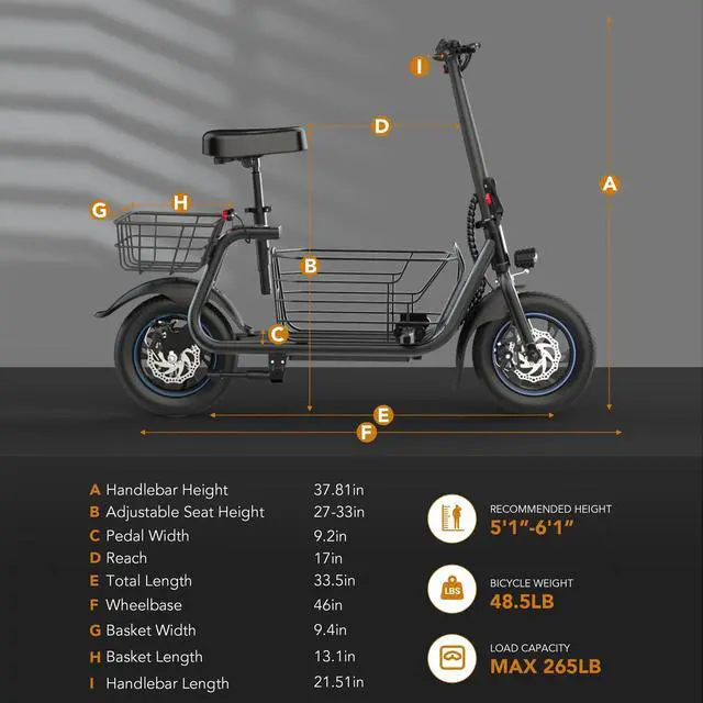 Alt view image 7 of 7 - GYROOR 550W Electric Scooter with Basket for Pets, 12 inch Commuter Electric Scooter with Seat for Adult, Bigger Seat - up to 20 Miles 18.6MPH