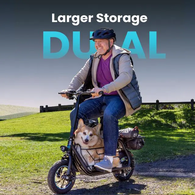 Alt view image 2 of 7 - GYROOR 550W Electric Scooter with Basket for Pets, 12 inch Commuter Electric Scooter with Seat for Adult, Bigger Seat - up to 20 Miles 18.6MPH