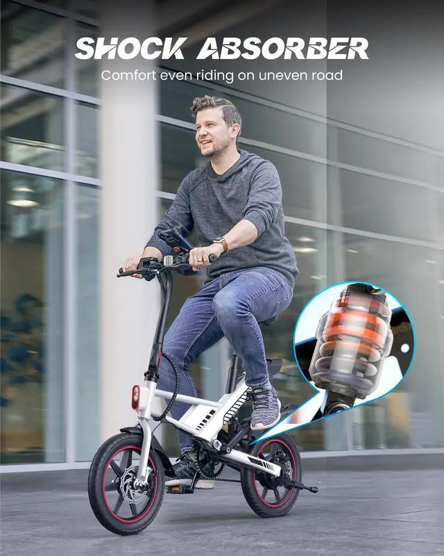Alt view image 4 of 7 - Gyroor Updated 14" Ebike 450W Electric Bike for Adults, 18.6MPH 3 Riding Modes Mini Electric Bike with 36V 10AH Battery UL2849 (Free Lock)