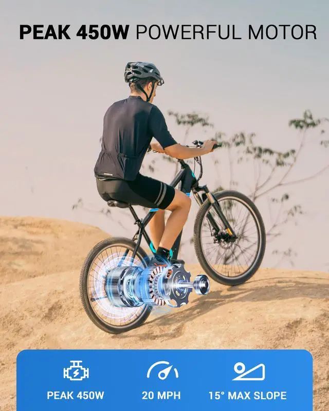Alt view image 2 of 6 - GYROOR 350W Electric Bike 26" Electric Mountain Bike for Adults, 36V Built-in Hidden Removable Battery with Shimano 7 Speed City Commuter Bike for Man Woman - UL2849