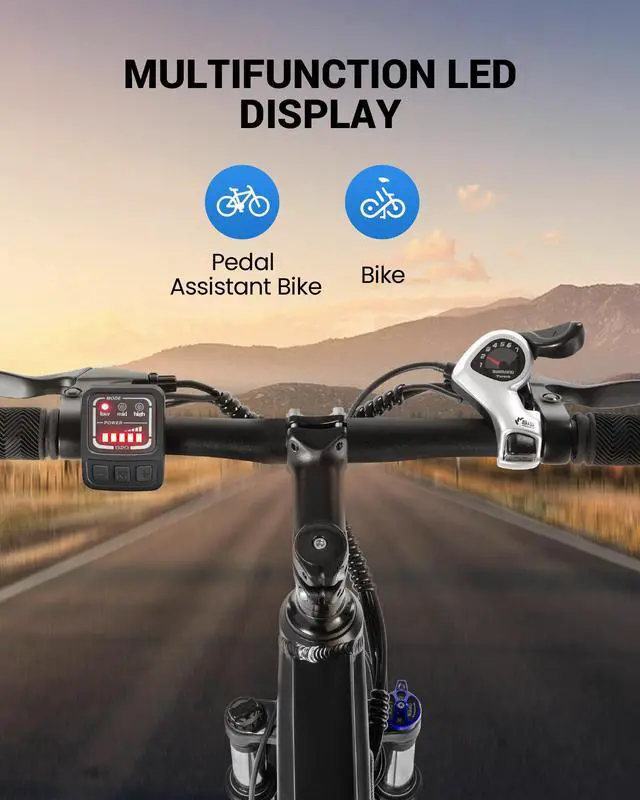 Alt view image 4 of 6 - GYROOR 350W Electric Bike 26" Electric Mountain Bike for Adults, 36V Built-in Hidden Removable Battery with Shimano 7 Speed City Commuter Bike for Man Woman - UL2849
