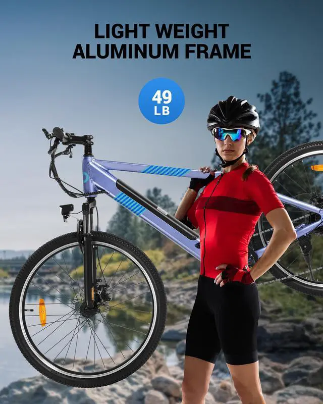 Alt view image 6 of 7 - GYROOR 350W Electric Bike 26" Electric Mountain Bike for Adults, 36V Built-in Hidden Removable Battery with Shimano 7 Speed City Commuter Bike for Man Woman - UL2849 Blue/Blue