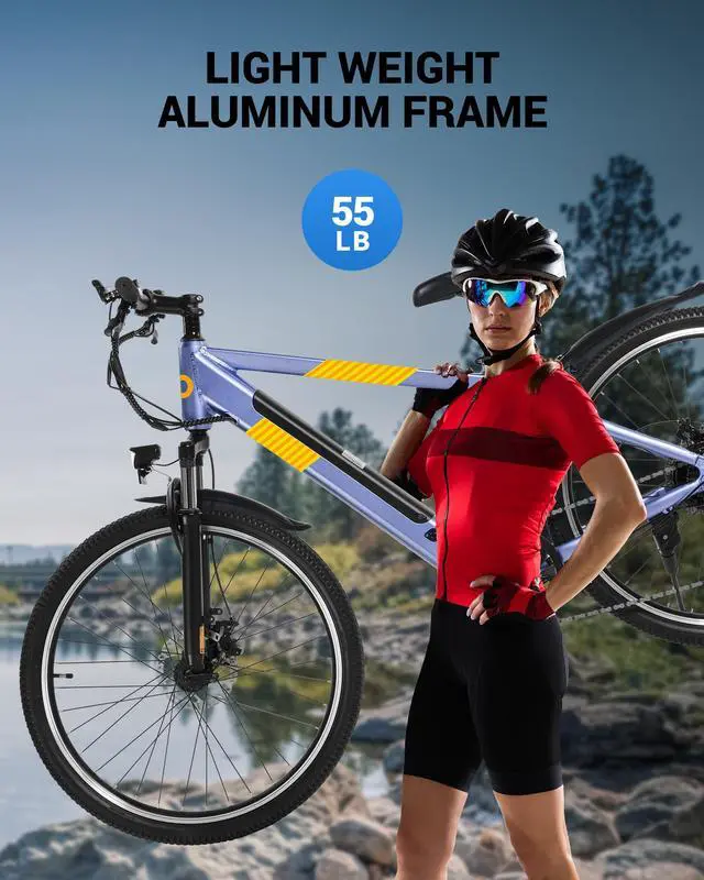 Alt view image 6 of 7 - GYROOR 550W Electric Bike 26" Electric Mountain Bike for Adults, 48V Built-in Hidden Removable Battery, Up to 50 Miles with Shimano 21 Speed City Commuter Bike for Man Woman - UL2849 Blue