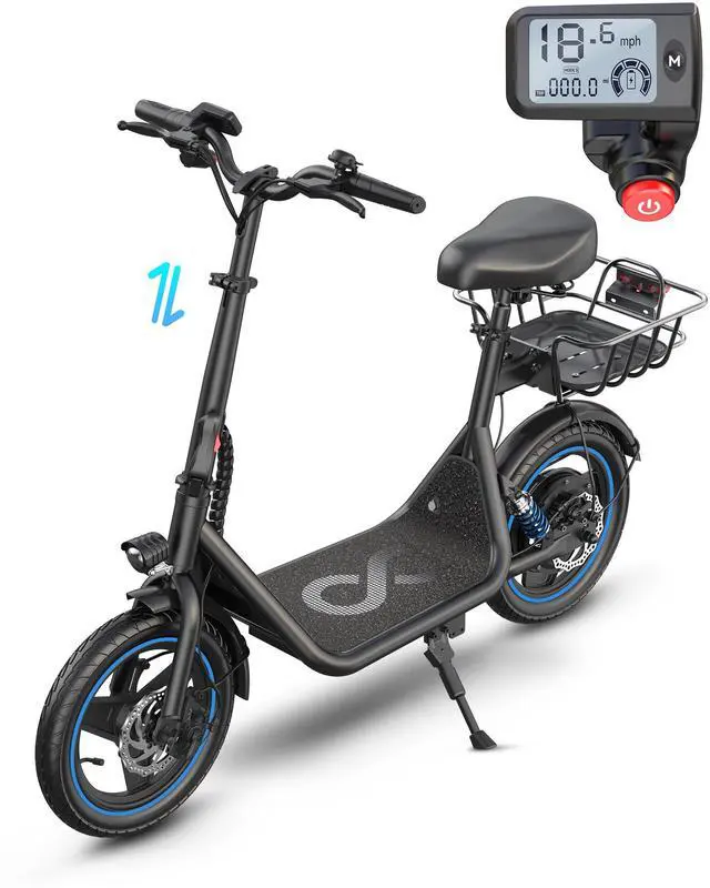 Main image of GYROOR 650W Electric Scooter with Seat for Adult,14 inch Commuter Electric Scooter with Dual Shock Absorbers and Basket-up to 25 Miles 18.6MPH Rear Basket