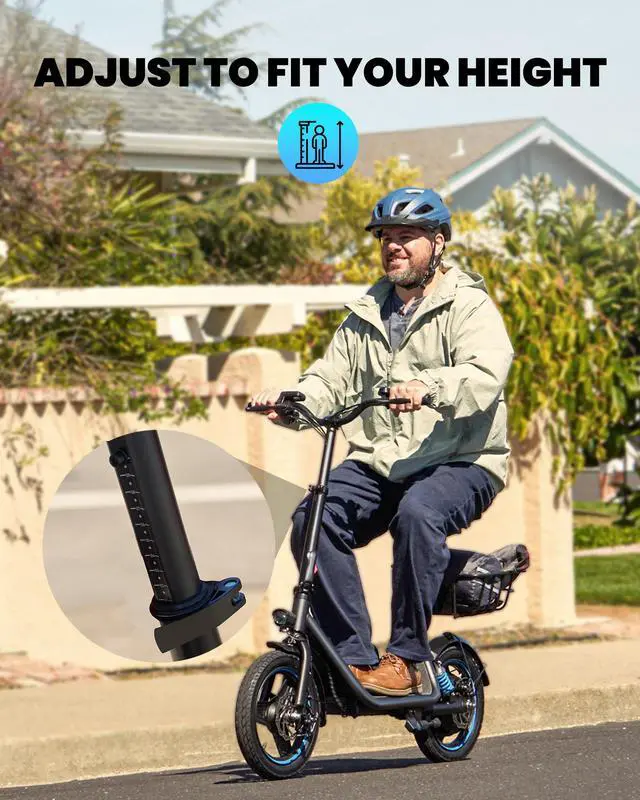 Alt view image 5 of 7 - GYROOR 650W Electric Scooter with Seat for Adult,14 inch Commuter Electric Scooter with Dual Shock Absorbers and Basket-up to 25 Miles 18.6MPH Rear Basket