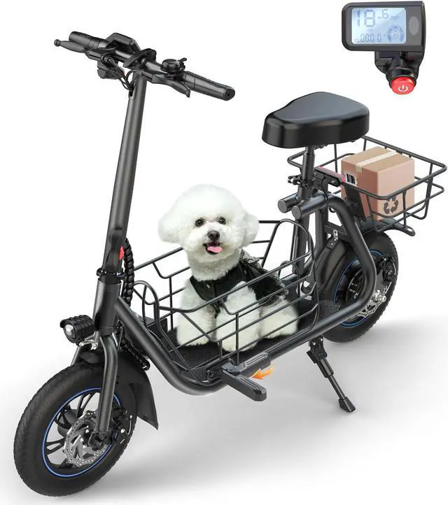 Main image of GYROOR 550W Electric Scooter with Basket for Pets, 12 inch Commuter Electric Scooter with Seat for Adult, Bigger Seat - up to 20 Miles 18.6MPH