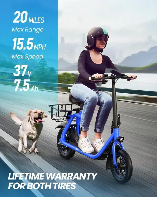 Alt view image 2 of 7 - GYROOR C1 450W Electric Scooter with Seat, Powerful Motor up to 22 Miles Range, Folding Electric Scooter for Adult Max Speed 15.5Mph, Electric Scooter for Commuting with Basket Blue S, Black