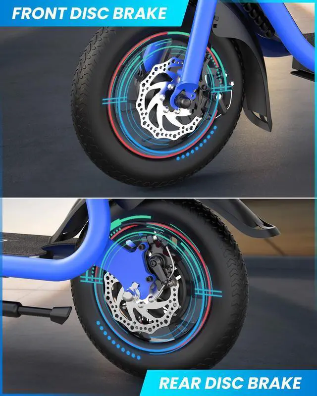 Alt view image 6 of 7 - GYROOR C1 450W Electric Scooter with Seat, Powerful Motor up to 22 Miles Range, Folding Electric Scooter for Adult Max Speed 15.5Mph, Electric Scooter for Commuting with Basket Blue S, Black