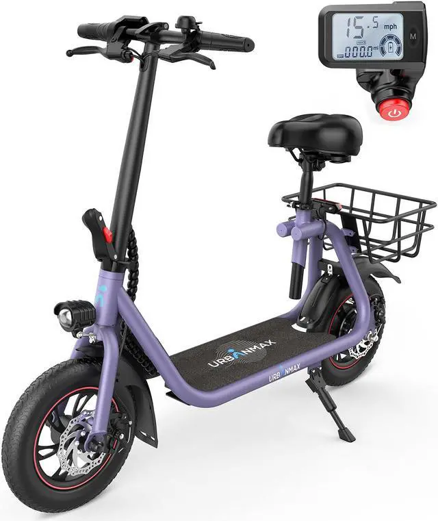 Main image of GYROOR C1 450W Electric Scooter with Seat, Powerful Motor up to 22 Miles Range, Folding Electric Scooter for Adult Max Speed 15.5Mph, Electric Scooter for Commuting with Basket Purple S, Black