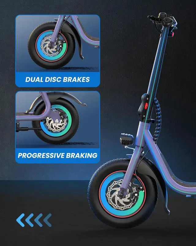 Alt view image 6 of 7 - GYROOR C1 450W Electric Scooter with Seat, Powerful Motor up to 22 Miles Range, Folding Electric Scooter for Adult Max Speed 15.5Mph, Electric Scooter for Commuting with Basket Purple S, Black