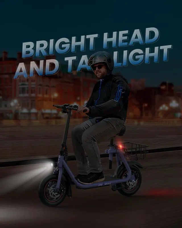 Alt view image 7 of 7 - GYROOR C1 450W Electric Scooter with Seat, Powerful Motor up to 22 Miles Range, Folding Electric Scooter for Adult Max Speed 15.5Mph, Electric Scooter for Commuting with Basket Purple S, Black