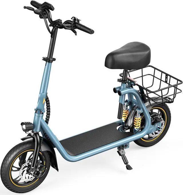 Main image of GYROOR C1Pro 550W Electric Scooter with Seat for Adult, 12 inch Commuter Electric Scooter with Dual Shock Absorbers and Basket - Up to 25 Miles 18.6MPH Blue S Max