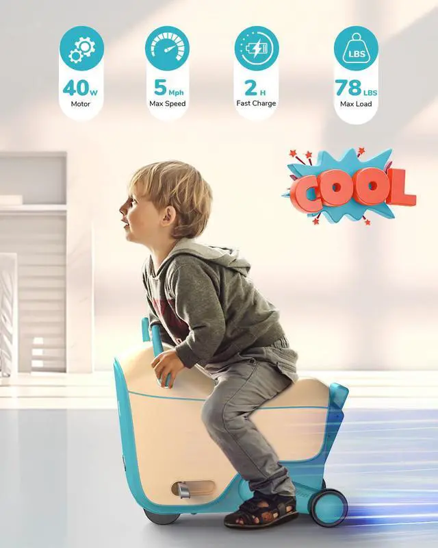 Alt view image 2 of 7 - GYROOR GNU 40W Electric Trolley Suitcase Inspired Electric Ride-On Luggage for Kids ,A Fun & Practical Travel Buddy Ages 3-6-up to 5 Miles 5MPH