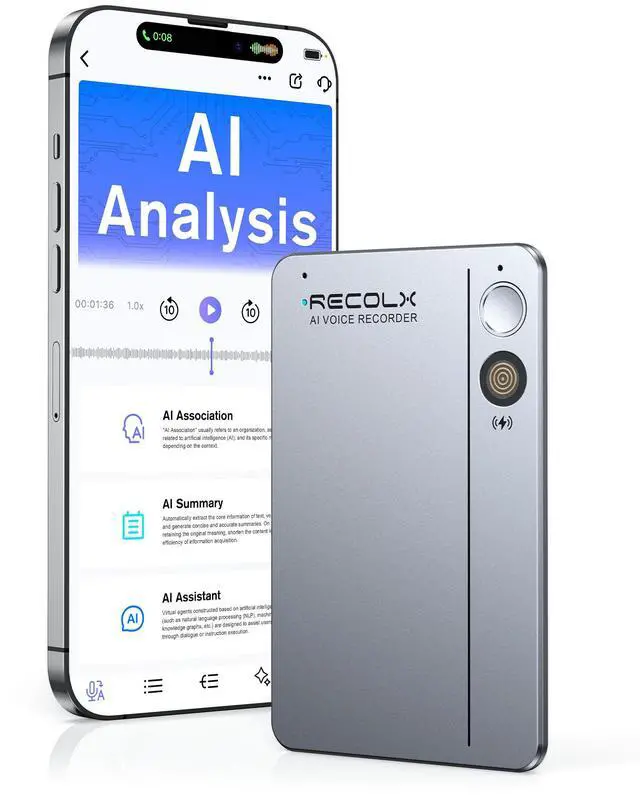 Main image of EulerSmart AI Voice Recorder, App Control, AI Analysis & Summarize for for Lectures, Meetings, Calls, 64GB Memory