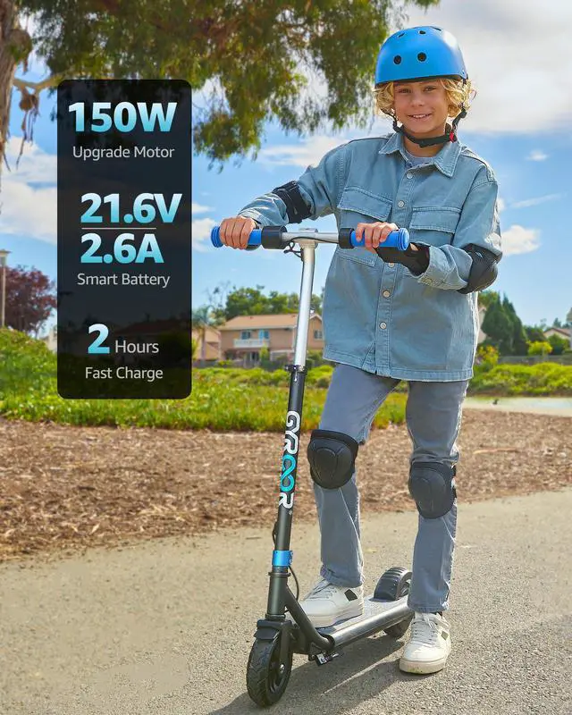 Alt view image 2 of 6 - Gyroor H30 Max Electric Scooter for Kids Ages 6-12, 150W Powerful Motor, Bluetooth Music, Dual Brake System, Adjustable Height and Speed, Best Gifts for Kids, UL-Certified Scooter, Blue