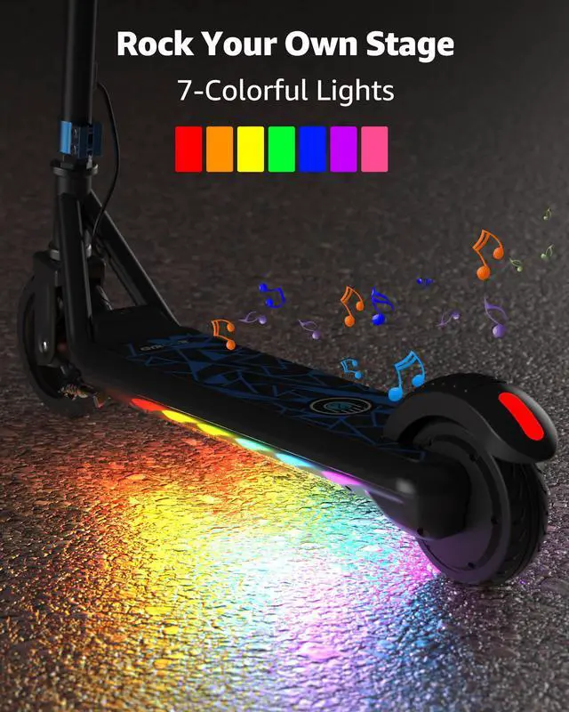 Alt view image 5 of 6 - Gyroor H30 Max Electric Scooter for Kids Ages 6-12, 150W Powerful Motor, Bluetooth Music, Dual Brake System, Adjustable Height and Speed, Best Gifts for Kids, UL-Certified Scooter, Blue