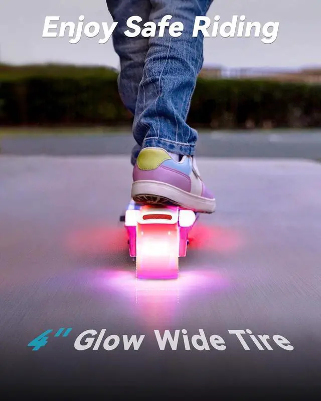 Alt view image 6 of 7 - Gyroor KS2 Kids Electric Scooter, 5 MPH Speed Safe Ride with Foot Sensor Start, LED Lights, Adjustable Handlebar, 2 Hour Fast Charging, UL2272 Certified, Ages 612, 121 lb Max Load, Pink