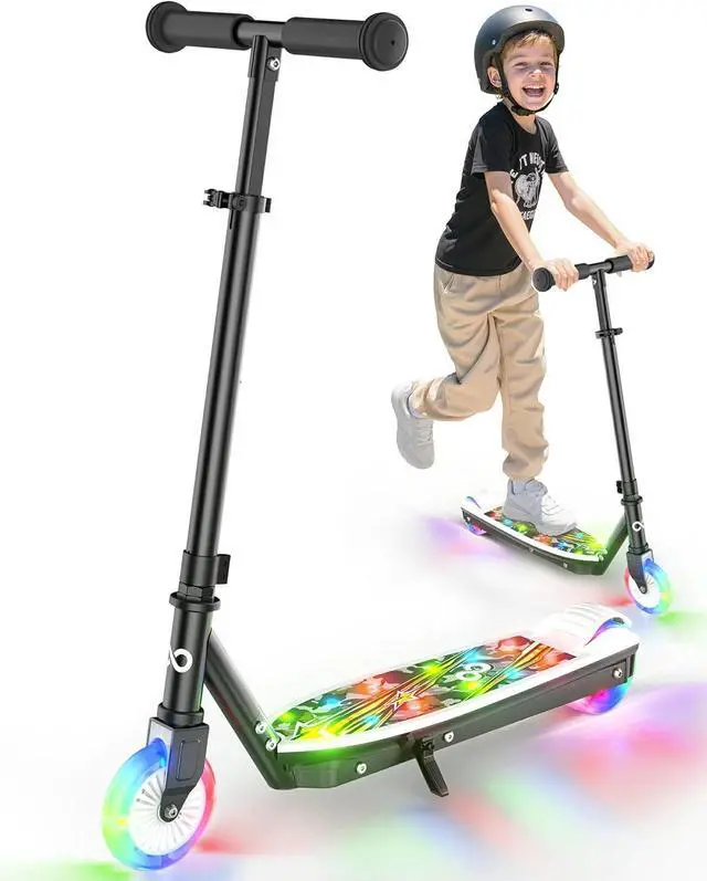 Main image of Gyroor KS2 Kids Electric Scooter, 5 MPH Speed Safe Ride with Foot Sensor Start, LED Lights, Adjustable Handlebar, 2 Hour Fast Charging, UL2272 Certified, Ages 612, 121 lb Max Load, Black