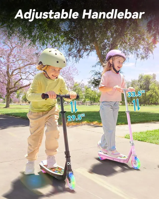 Alt view image 5 of 7 - Gyroor KS2 Kids Electric Scooter, 5 MPH Speed Safe Ride with Foot Sensor Start, LED Lights, Adjustable Handlebar, 2 Hour Fast Charging, UL2272 Certified, Ages 612, 121 lb Max Load, Black