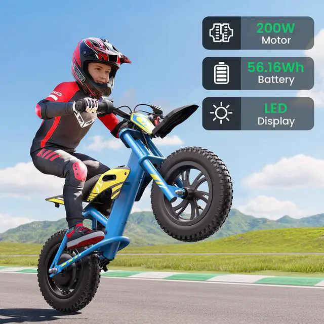 Alt view image 2 of 6 - GYROOR 21.6V Kids Electric Balance Bike, 12 in., 200W Motor, Max 10 MPH, LED Display, UL-Certified, Ages 3-8