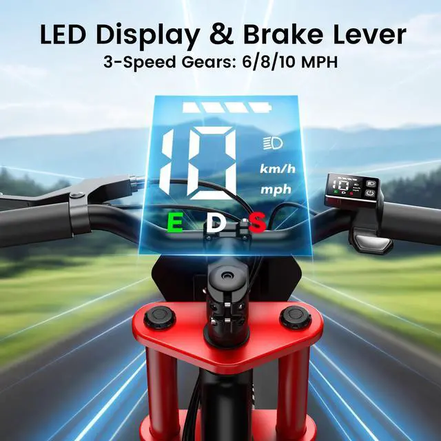 Alt view image 4 of 6 - GYROOR 21.6V Kids Electric Balance Bike, 12 in., 200W Motor, Max 10 MPH, LED Display, UL-Certified, Ages 3-8