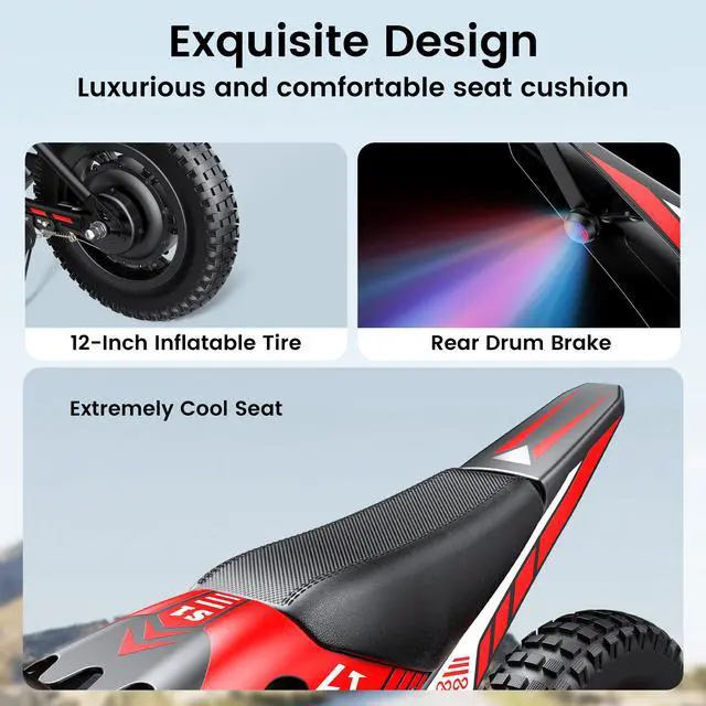 Alt view image 5 of 6 - GYROOR 21.6V Kids Electric Balance Bike, 12 in., 200W Motor, Max 10 MPH, LED Display, UL-Certified, Ages 3-8
