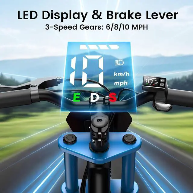 Alt view image 4 of 7 - GYROOR 21.6V Kids Electric Balance Bike, 12 in., 200W Motor, Max 10 MPH, LED Display, UL-Certified, Ages 3-8 Blue