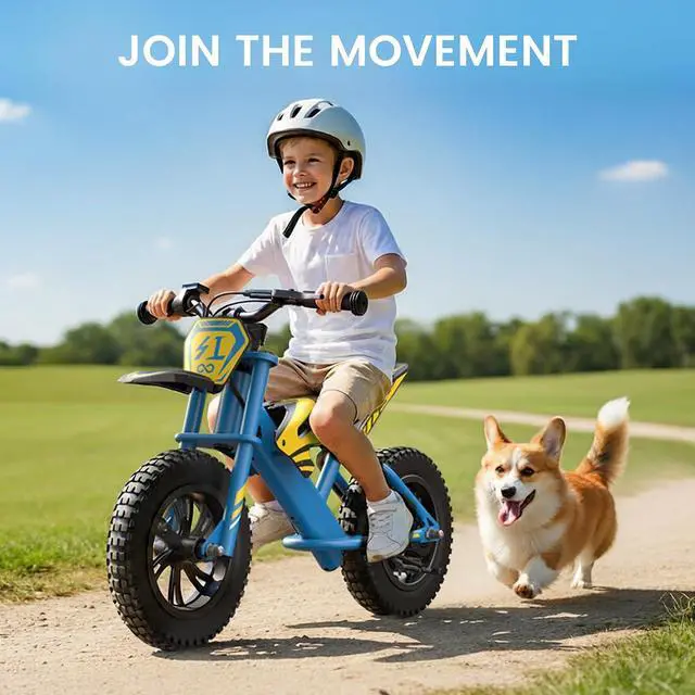 Alt view image 7 of 7 - GYROOR 21.6V Kids Electric Balance Bike, 12 in., 200W Motor, Max 10 MPH, LED Display, UL-Certified, Ages 3-8 Blue
