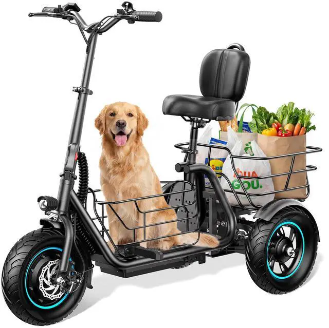 Main image of GYROOR Anti-Tip 3 Wheel Electric Tricycle for Seniors & Adults, 650W Electric Trike, 30 Miles Long Range, Reverse Gear, Dual Baskets, Rear Suspension, 300 lb Load, UL2849 Safety Certified