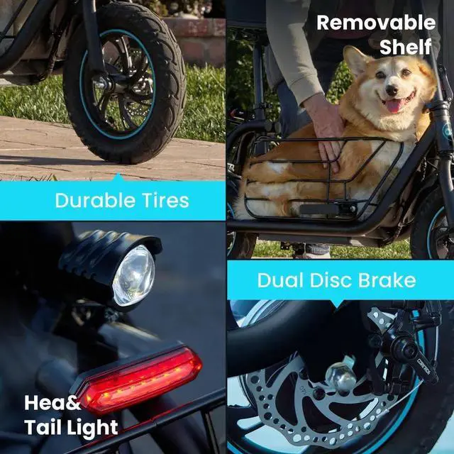 Alt view image 5 of 6 - GYROOR C1S Pet Friendly Adult Electric Scooter with Seat, 550W Motor 18.6MPH, 36V 7.8Ah Battery, 12" Pneumatic Tires, Foldable Commuter E-Scooter with Front Pet Basket & Rear Cargo Rack, UL Certified