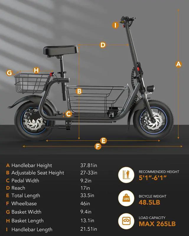 Alt view image 6 of 6 - GYROOR C1S Pet Friendly Adult Electric Scooter with Seat, 550W Motor 18.6MPH, 36V 7.8Ah Battery, 12" Pneumatic Tires, Foldable Commuter E-Scooter with Front Pet Basket & Rear Cargo Rack, UL Certified
