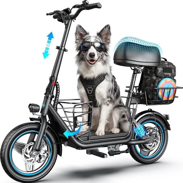 Main image of GYROOR C1Plus Electric Scooter with Seat for Adults, 14" Foldable Commuter Scooter, 600W Motor, Up to 25 Miles & 18.6MPH, Dual Shock Absorbers, Rear Pet Basket, UL2272 Certified, Supports 265 LBS